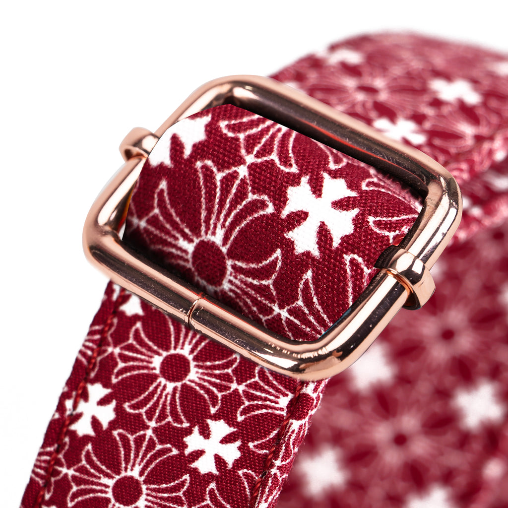 100% Cotton Martingale Dog Collar Chrome Hearts Red hardware