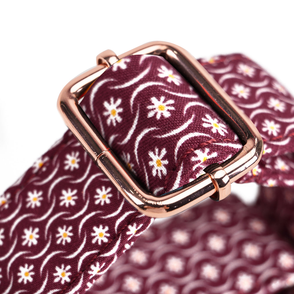 100% Cotton Martingale Dog Collar  Heritage Red hardware