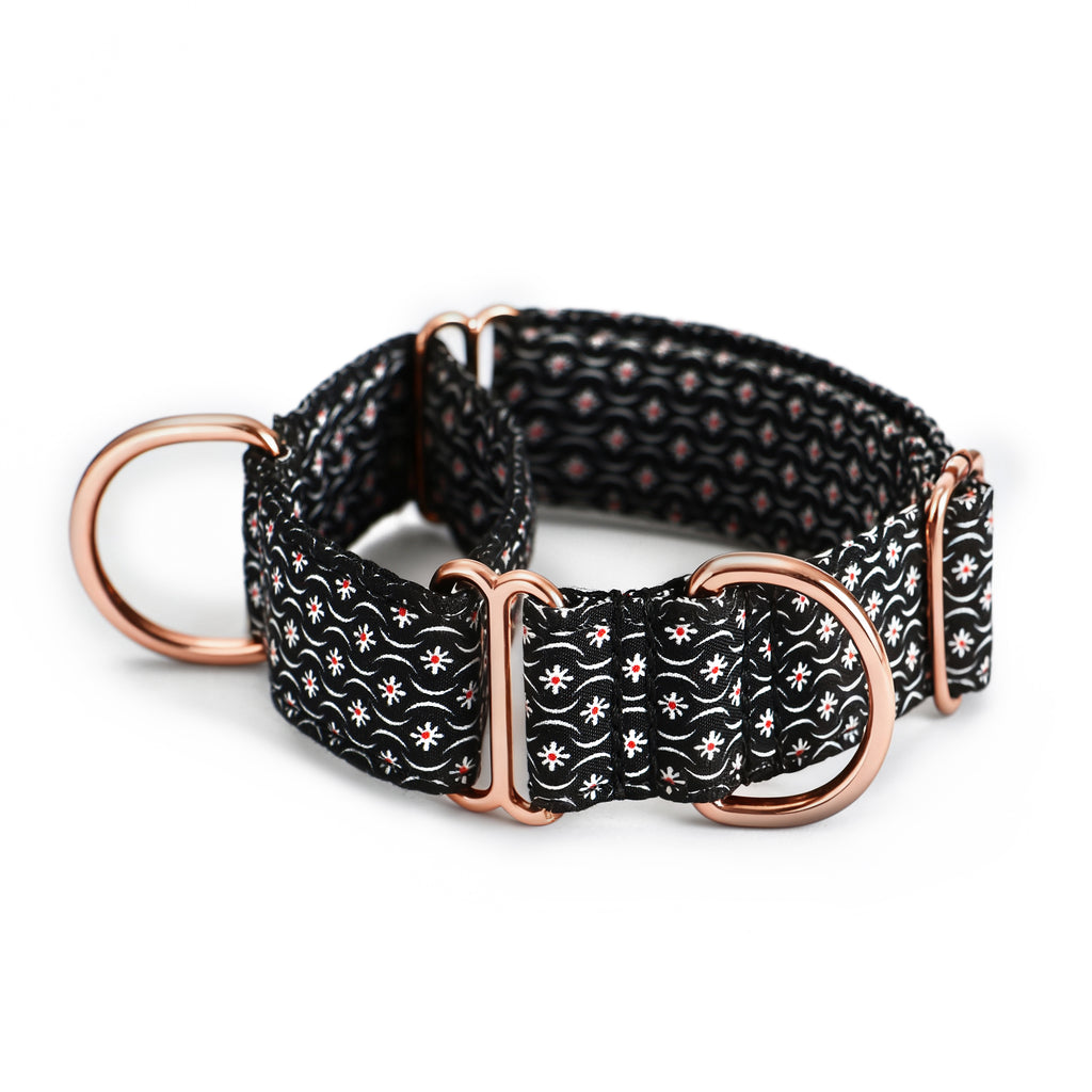 100% Cotton Martingale Dog Collar  Heritage Black main