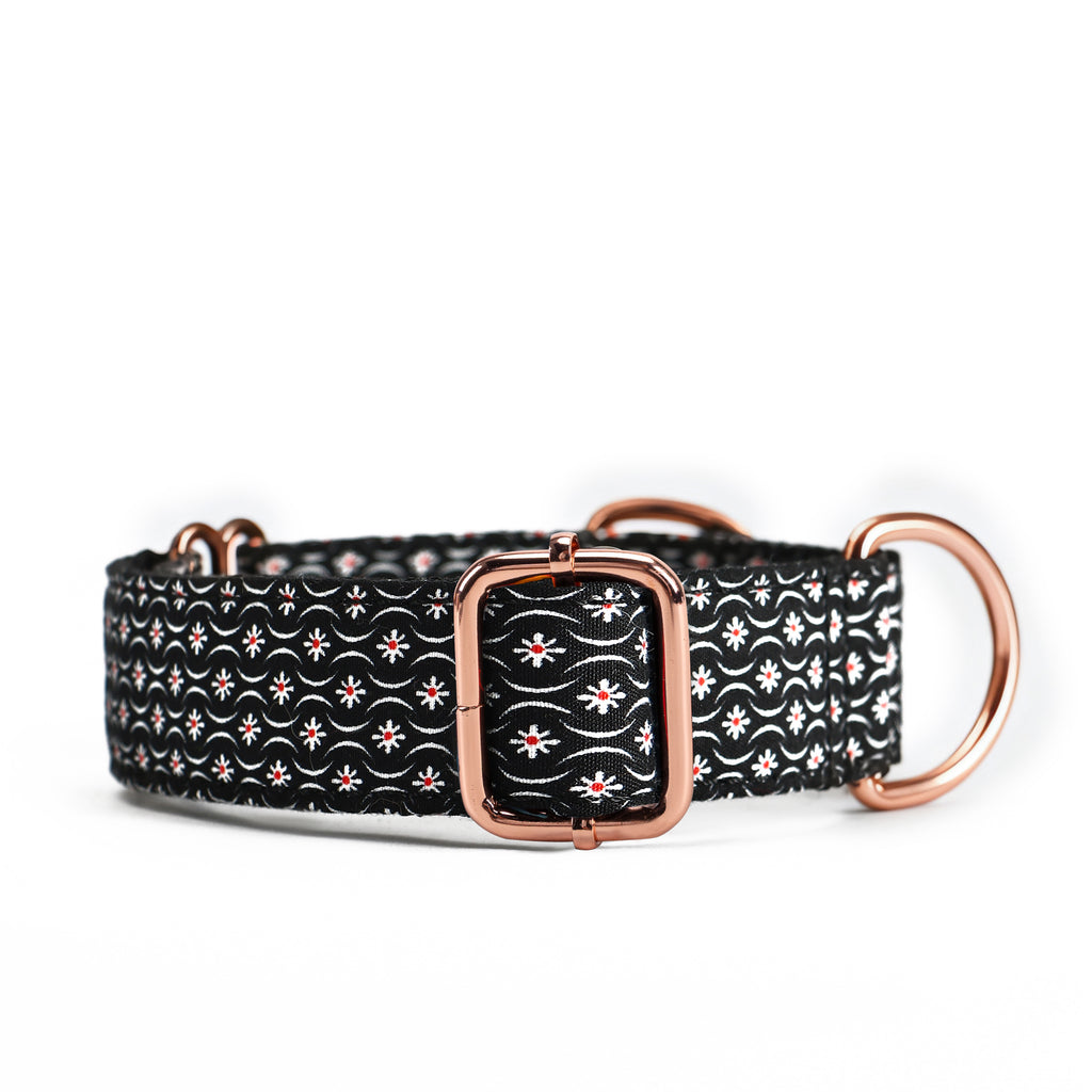 100% Cotton Martingale Dog Collar  Heritage Black front