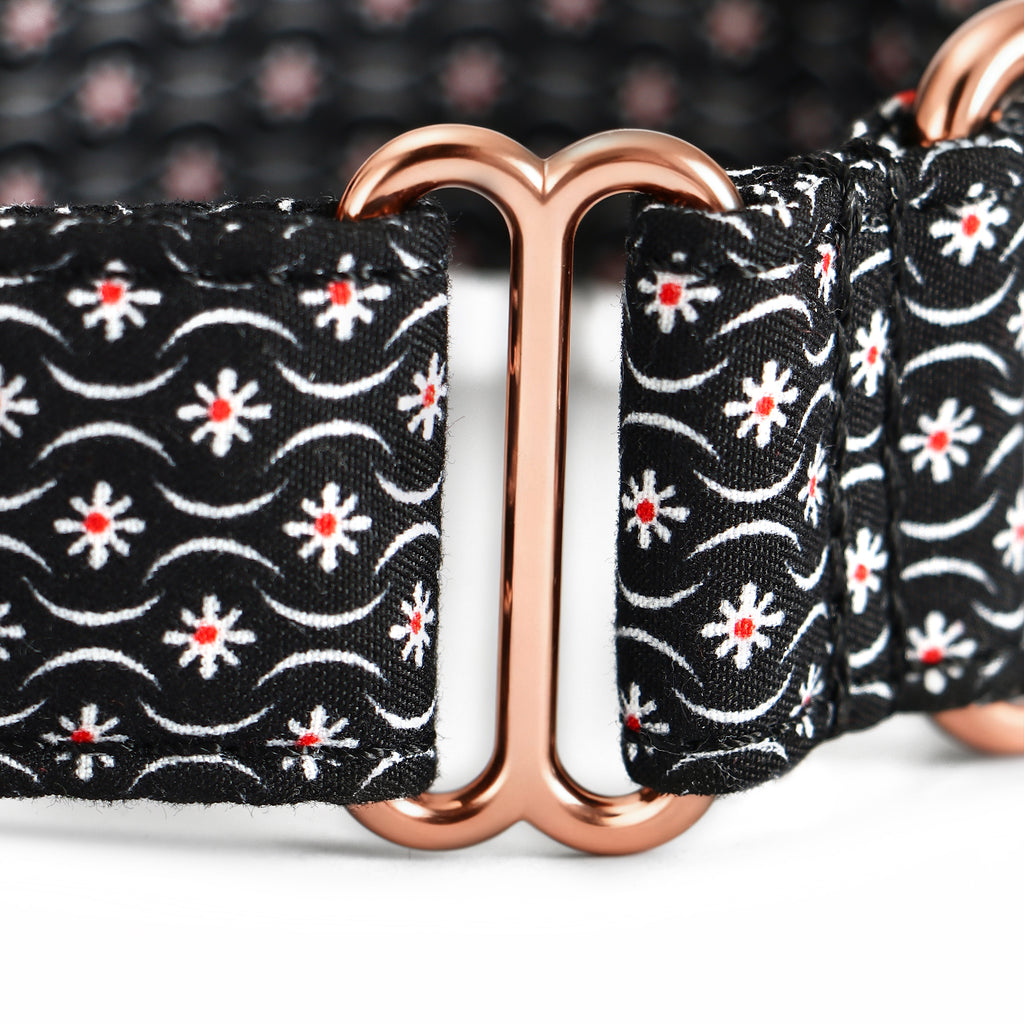 100% Cotton Martingale Dog Collar  Heritage Black detail