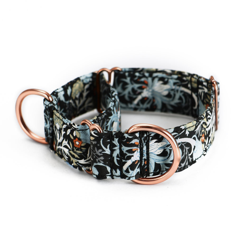 100% Cotton Martingale Dog Collar Vintage Floral Black main