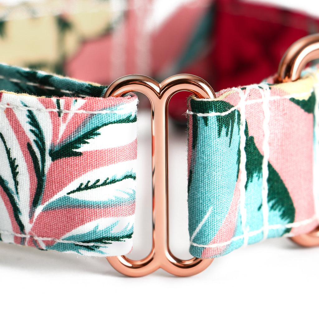 100% Cotton Martingale Dog Collar Romantic Rose detail