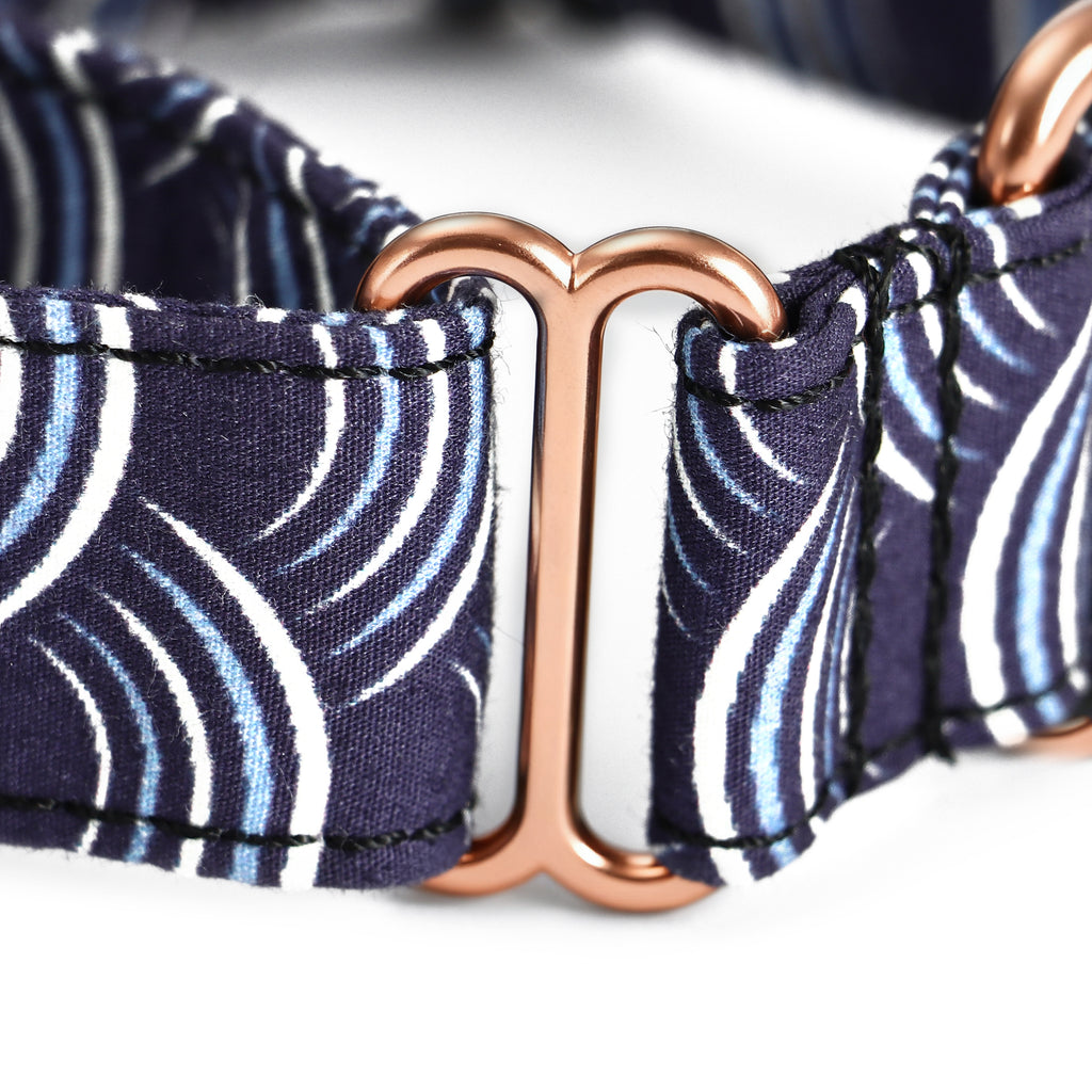 100% Cotton Martingale Dog Collar Moon Tide detail