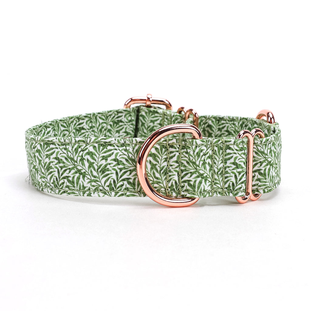 100% Cotton Martingale Dog Collar Willow Bough FRONT