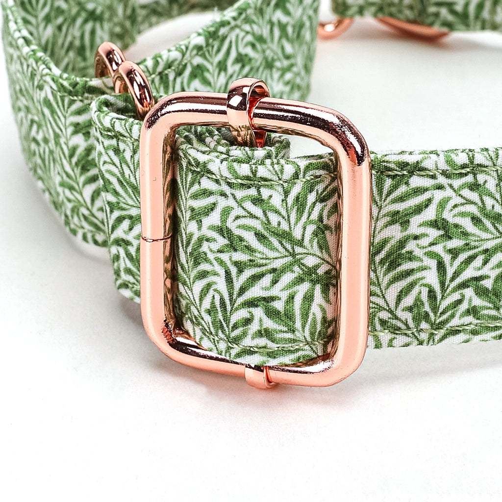 100% Cotton Martingale Dog Collar Willow Bough HARDWARE