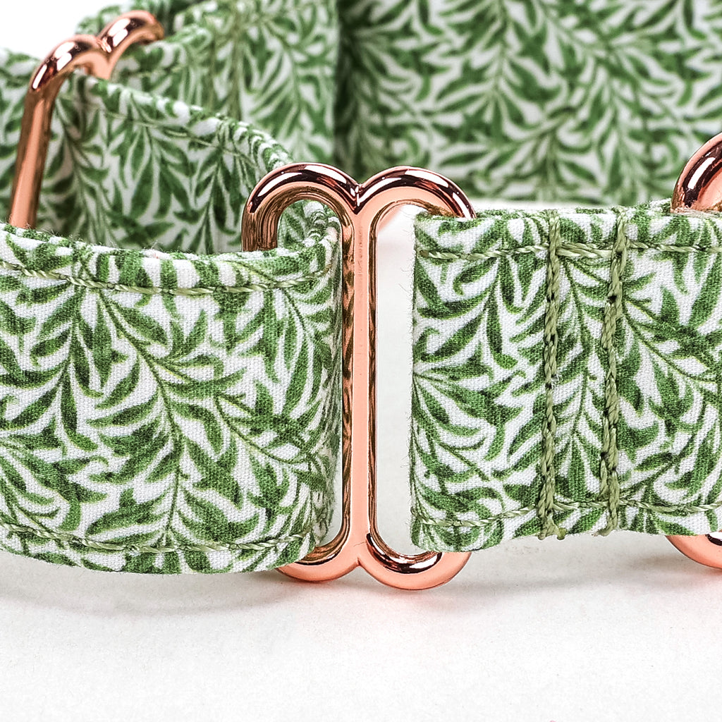 100% Cotton Martingale Dog Collar Willow Bough DETAIL