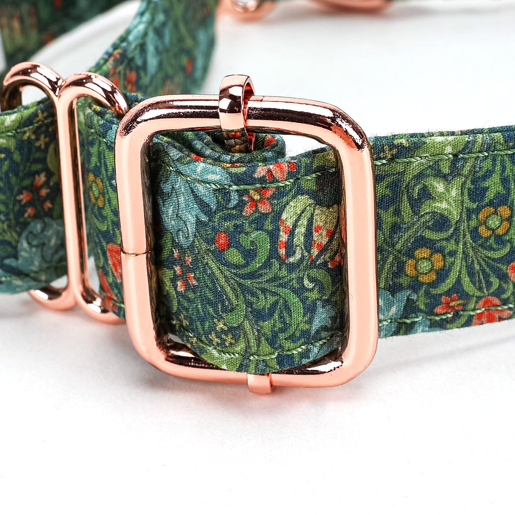 100% Cotton Martingale Dog Collar Golden Lily HARDWARE