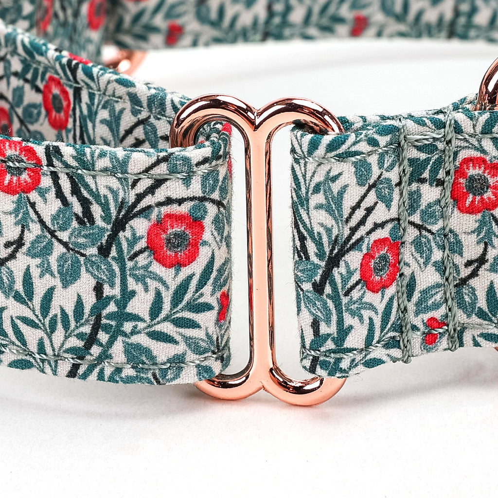 100% Cotton Martingale Dog Collar Sweet Briar DETAIL