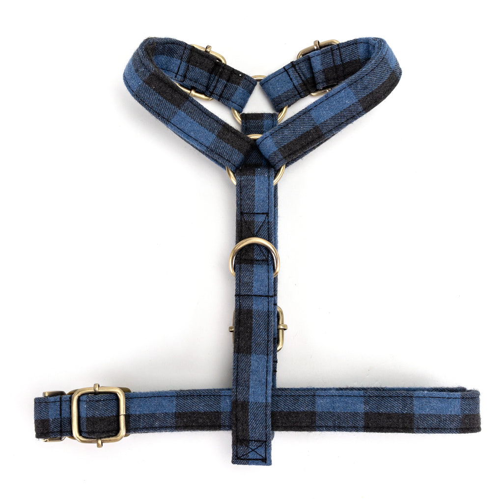 No Pull Dog Harness Plaid Blue