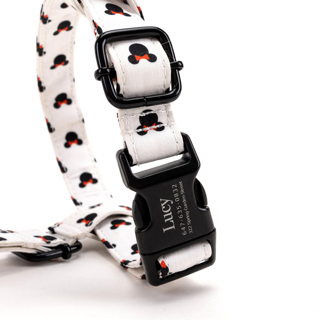 100% Cotton Adjustable No Pull Dog Harness Minnie detail