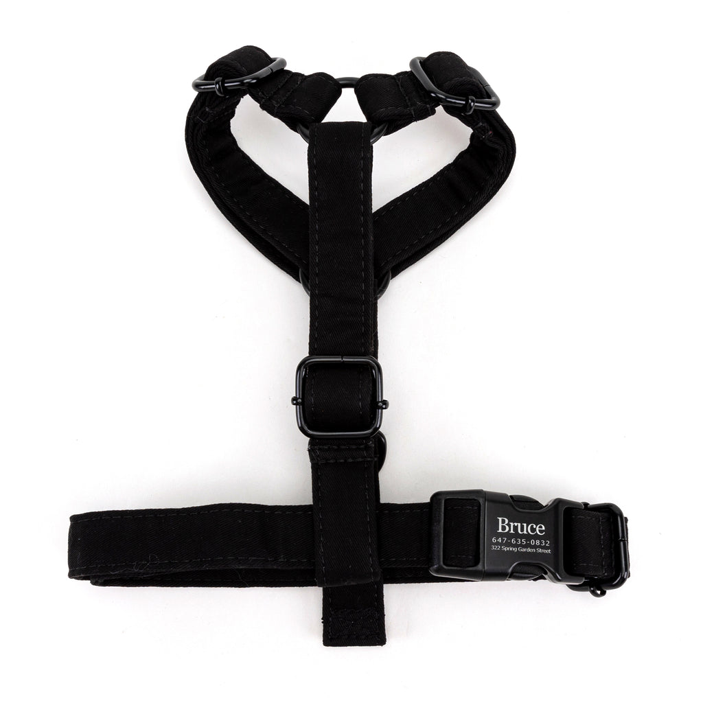 100% Cotton Adjustable No Pull Dog Harness Black top