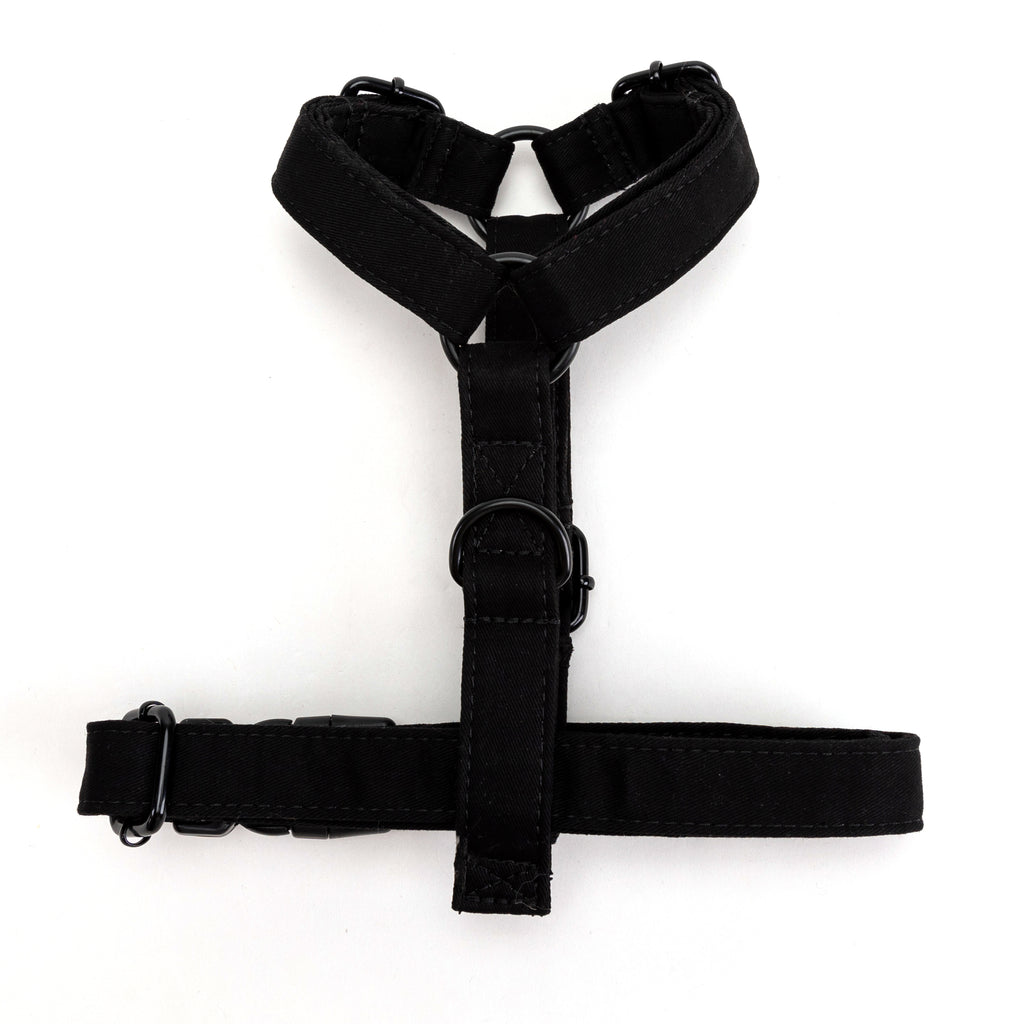 100% Cotton Adjustable No Pull Dog Harness Black bottom