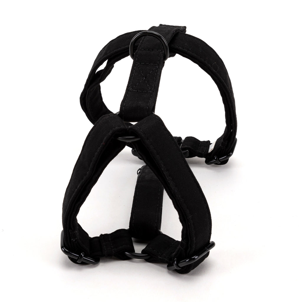 100% Cotton Adjustable No Pull Dog Harness Black back