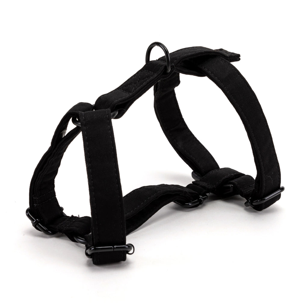 100% Cotton Adjustable No Pull Dog Harness Black side