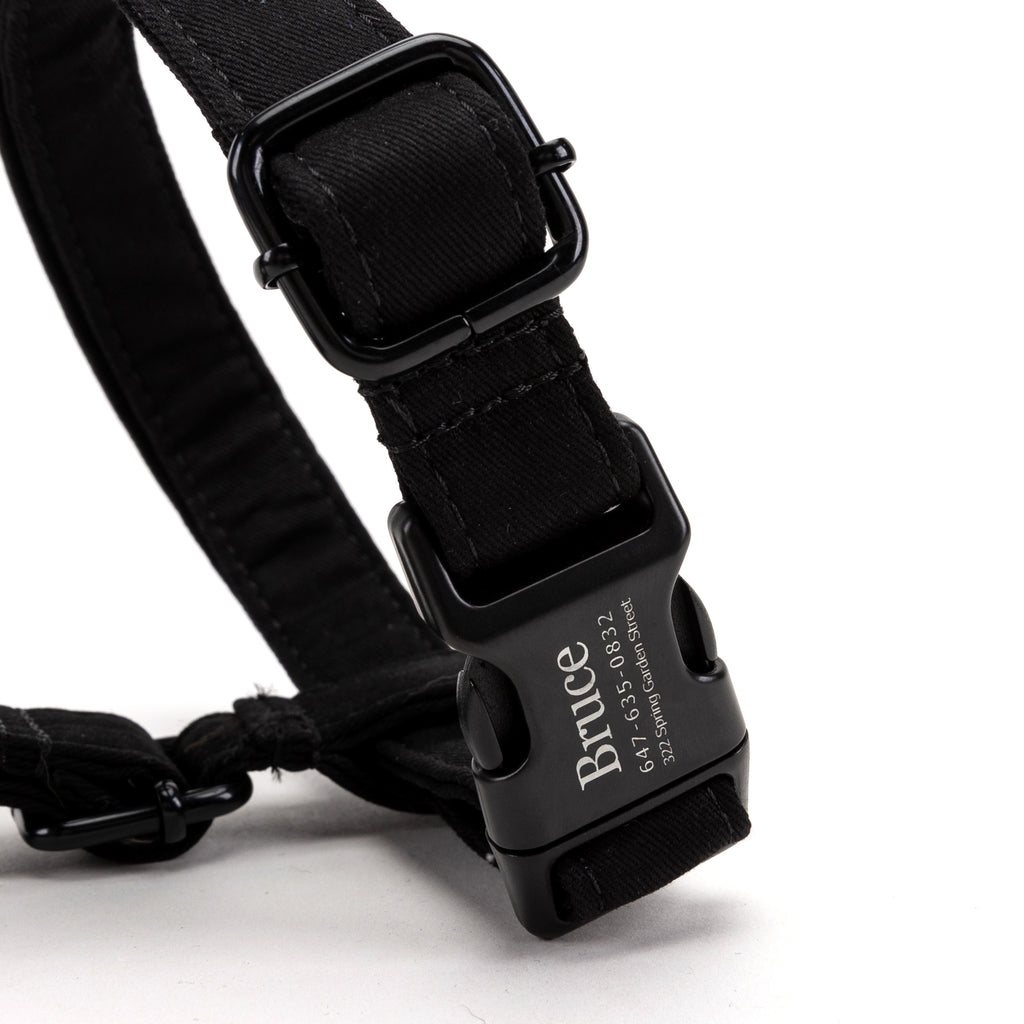 100% Cotton Adjustable No Pull Dog Harness Black detail