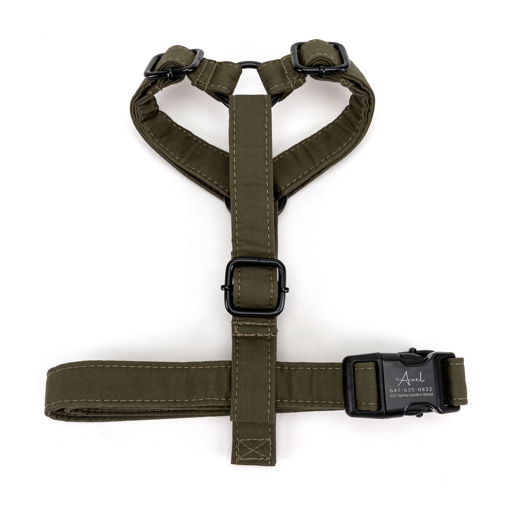 100% Cotton Adjustable No Pull Dog Harness  Military Green top