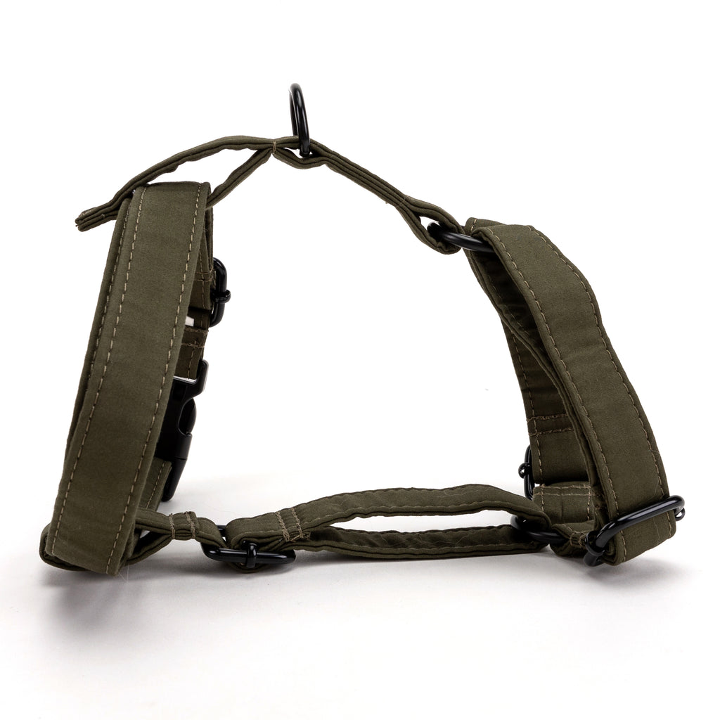 100% Cotton Adjustable No Pull Dog Harness  Military Green main