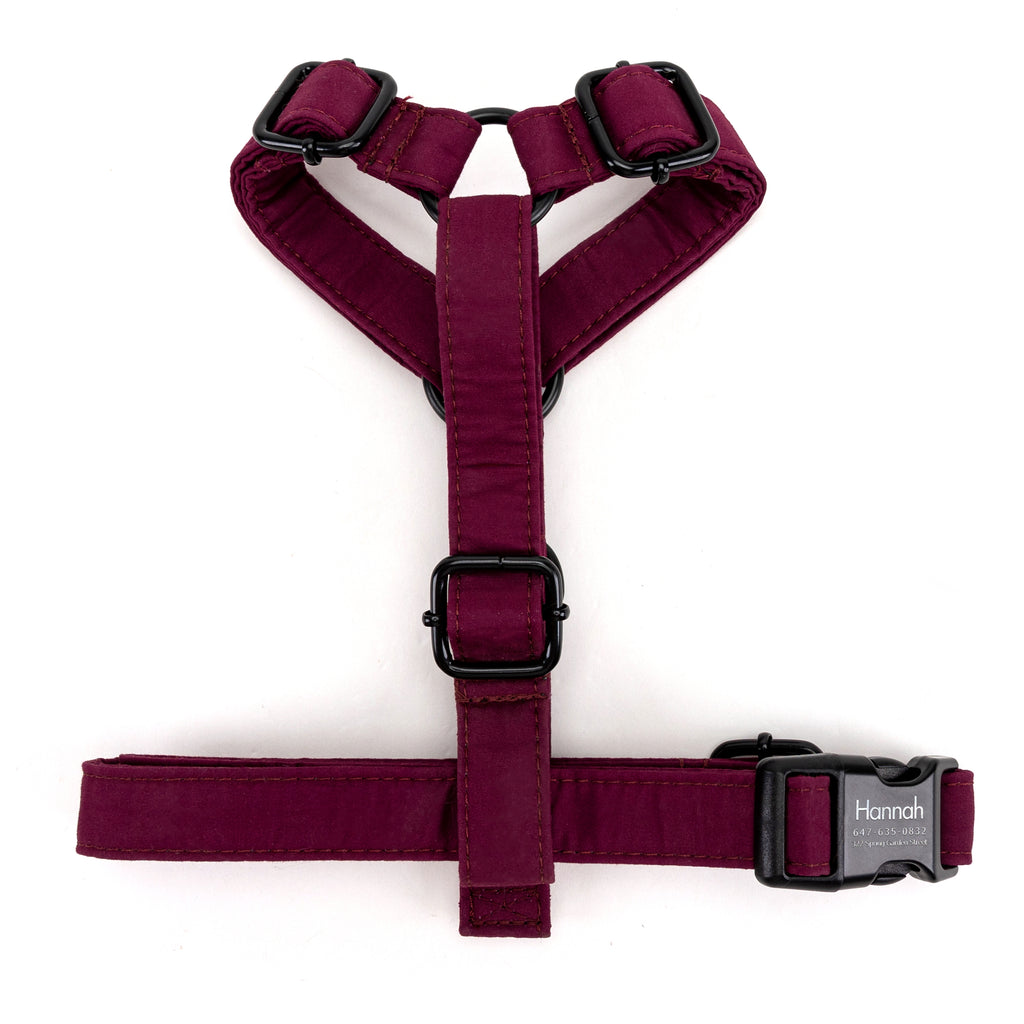 100% Cotton Adjustable No Pull Dog Harness  Wine top