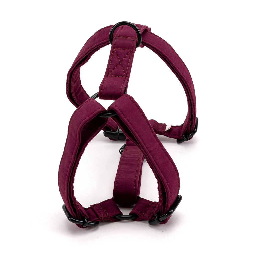 100% Cotton Adjustable No Pull Dog Harness  Wine back