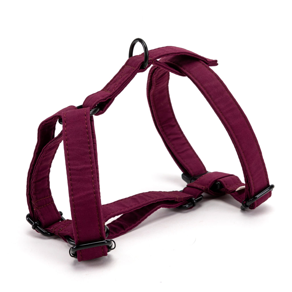 100% Cotton Adjustable No Pull Dog Harness  Wine side