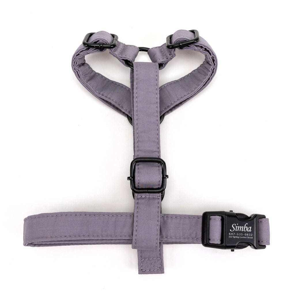100% Cotton Adjustable No Pull Dog Harness Light Grey TOP