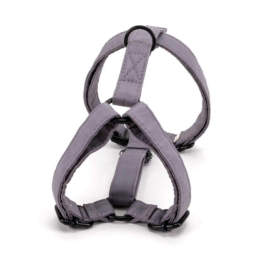 100% Cotton Adjustable No Pull Dog Harness Light Grey BACK