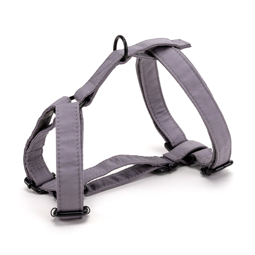 100% Cotton Adjustable No Pull Dog Harness Light Grey SIDE