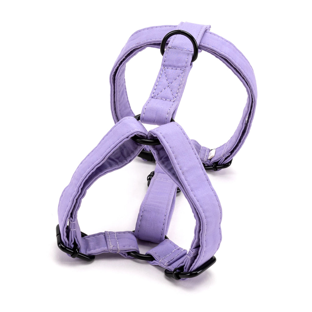100% Cotton Adjustable No Pull Dog Harness Lavender BACK