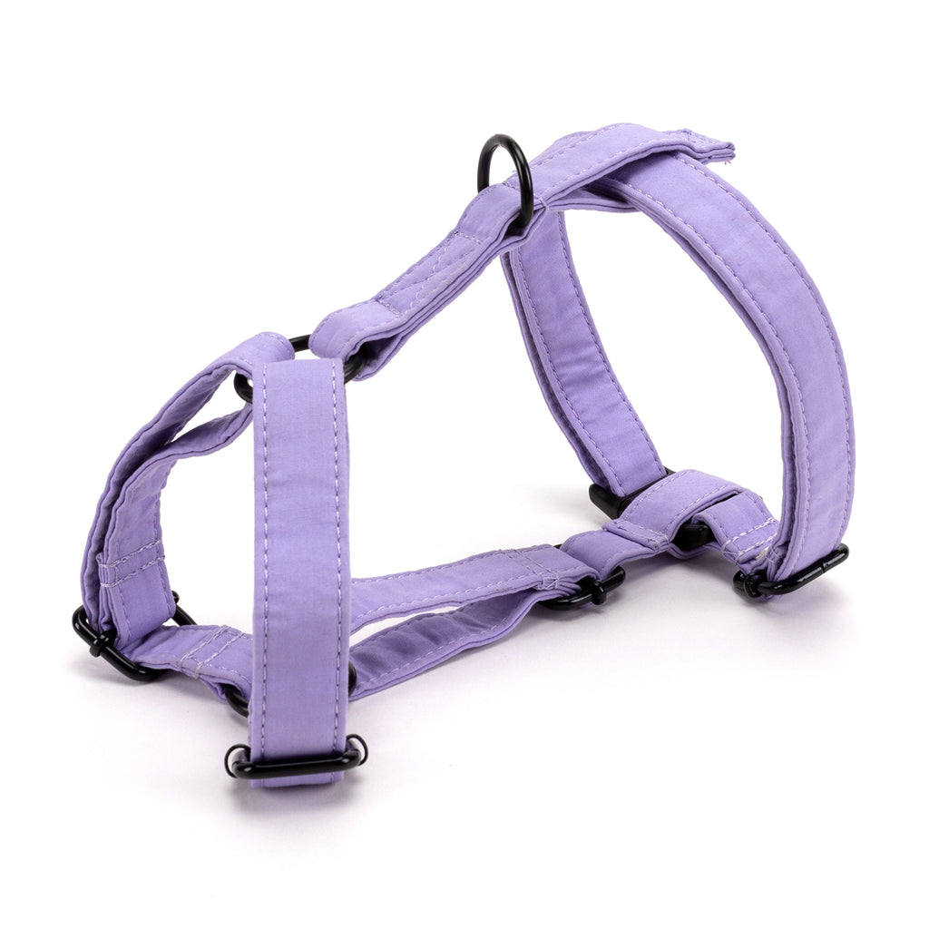 100% Cotton Adjustable No Pull Dog Harness Lavender SIDE