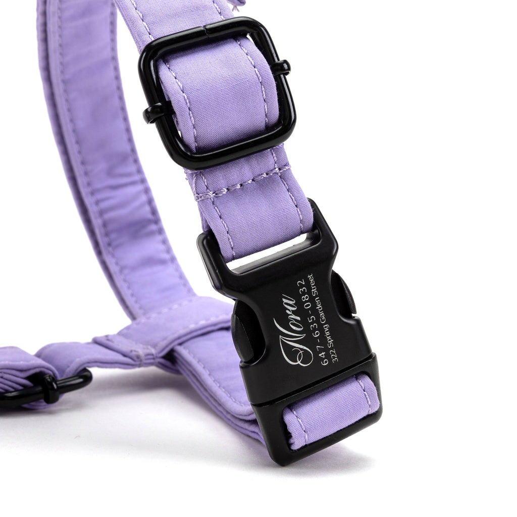 100% Cotton Adjustable No Pull Dog Harness Lavender BUCKLE