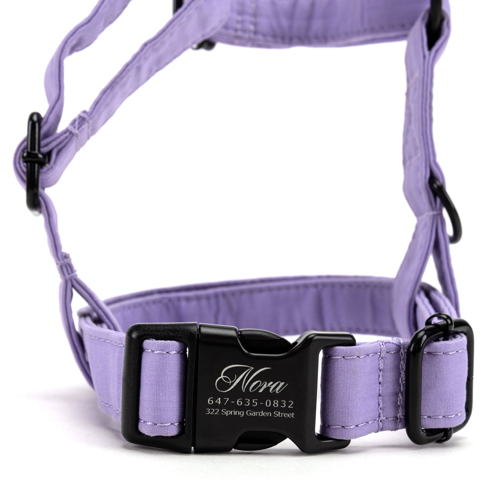 100% Cotton Adjustable No Pull Dog Harness Lavender FRONT
