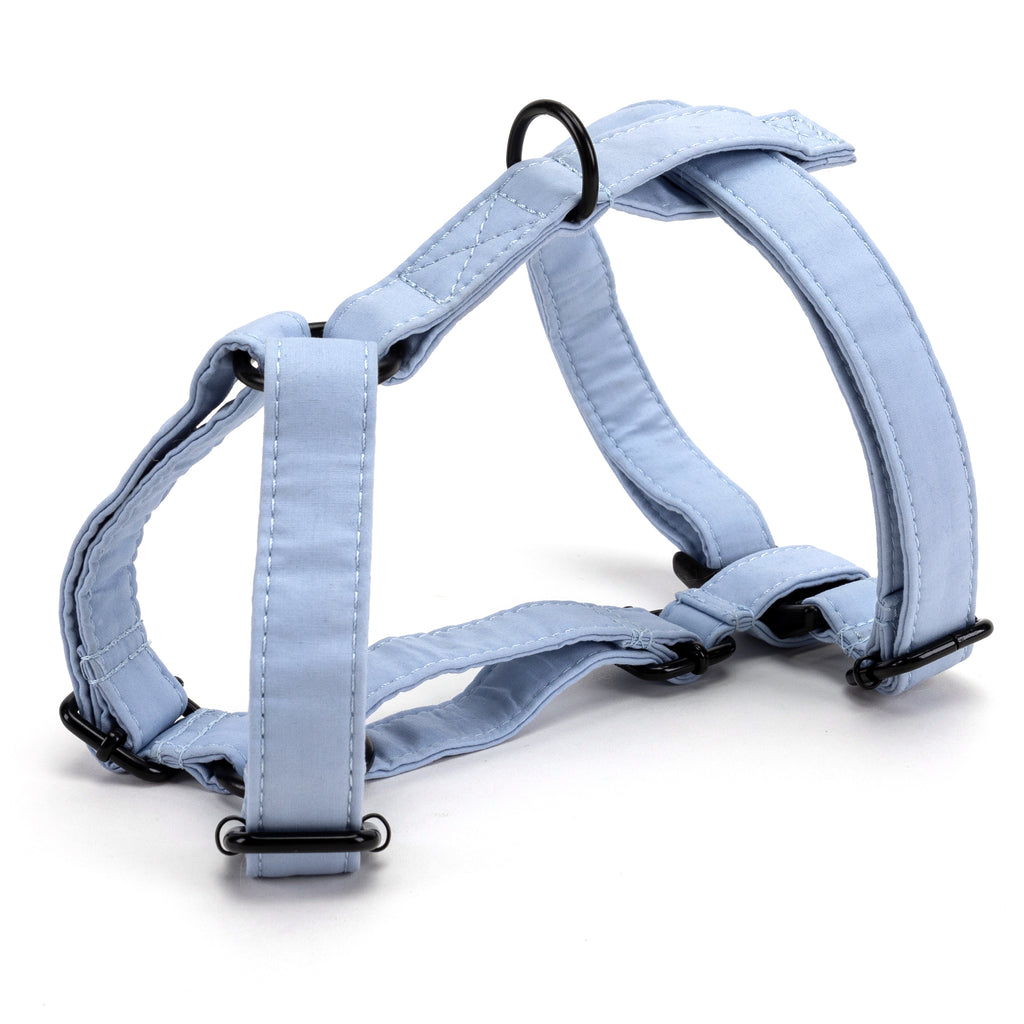 100% Cotton Adjustable No Pull Dog Harness Blue SIDE