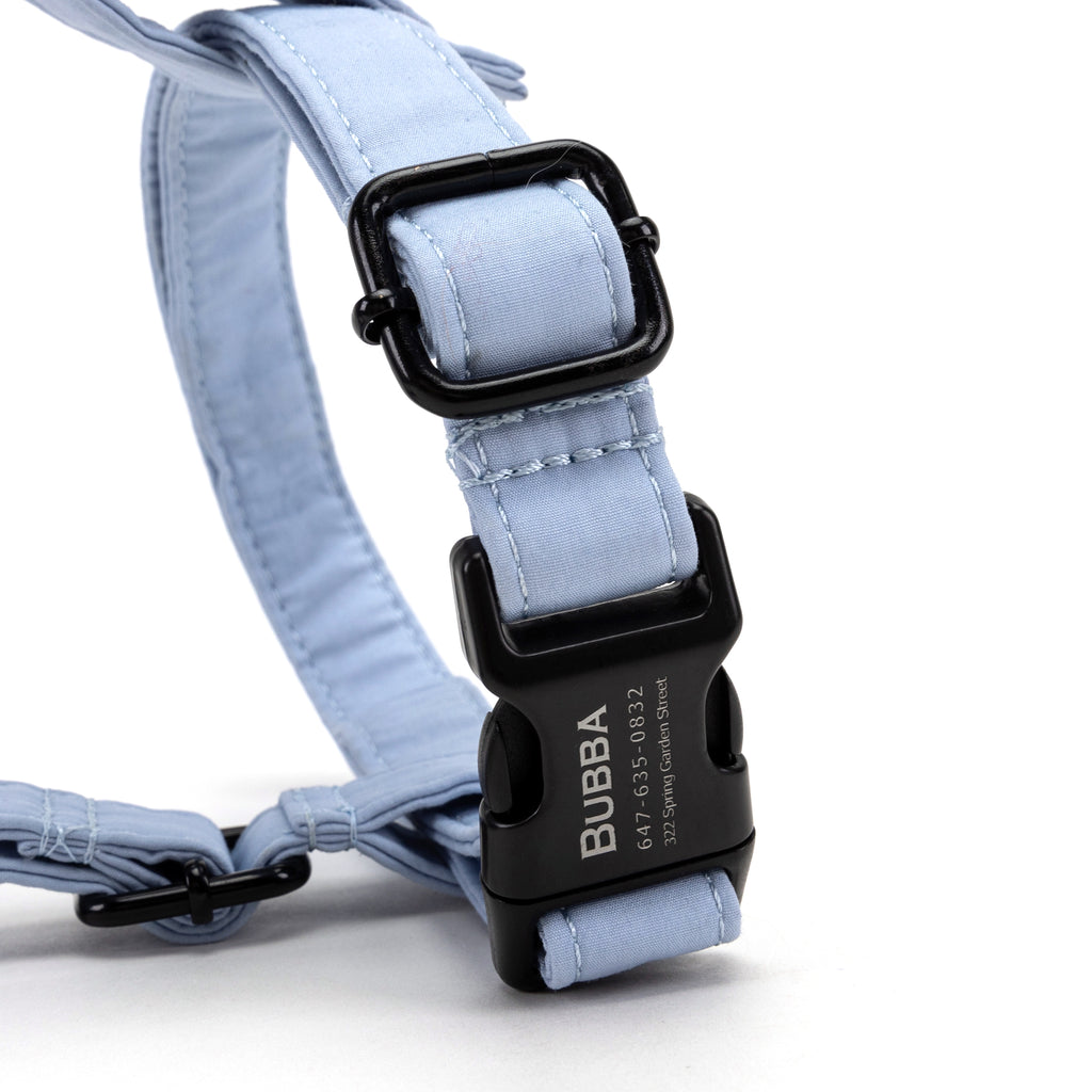 100% Cotton Adjustable No Pull Dog Harness Blue BUCKLE