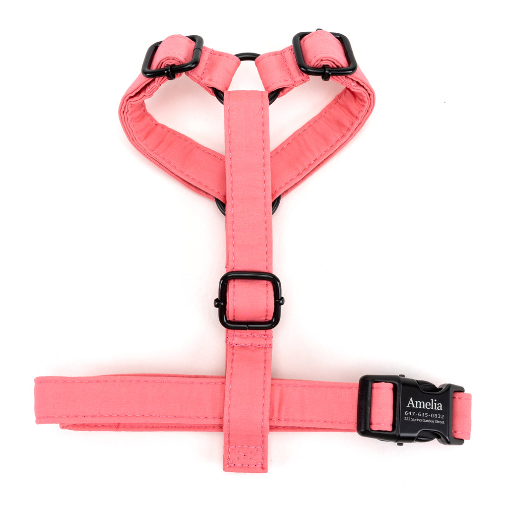 100% Cotton Adjustable No Pull Dog Harness Coral TOP