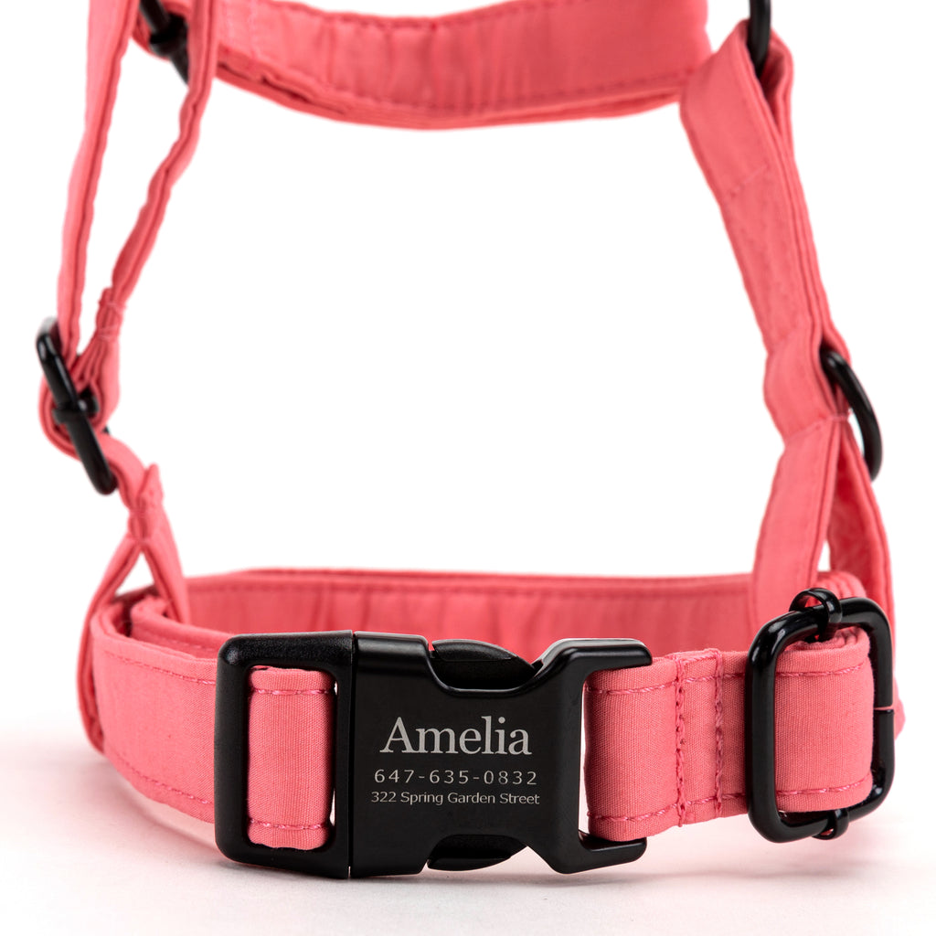 100% Cotton Adjustable No Pull Dog Harness Coral FRONT