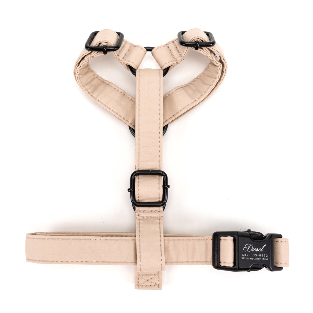100% Cotton Adjustable No Pull Dog Harness Beige TOP