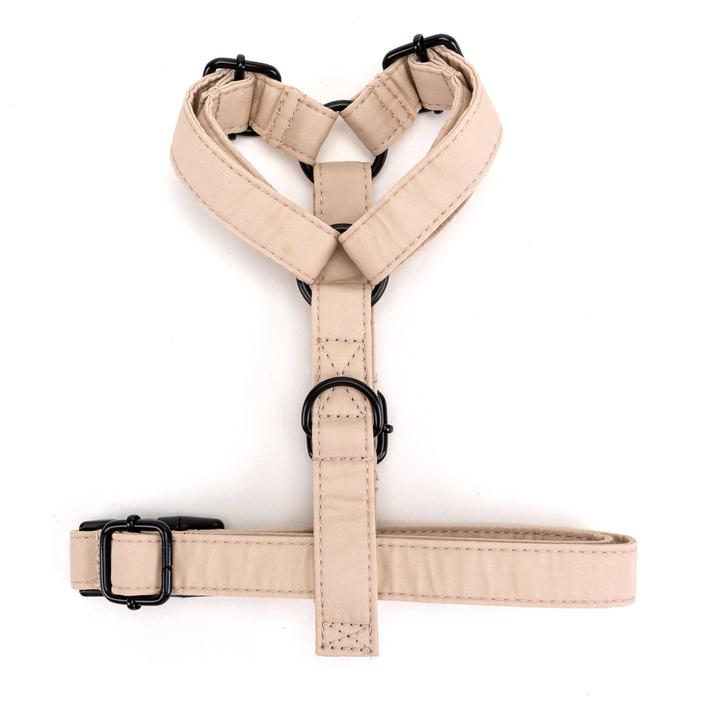 100% Cotton Adjustable No Pull Dog Harness Beige BOTTOM