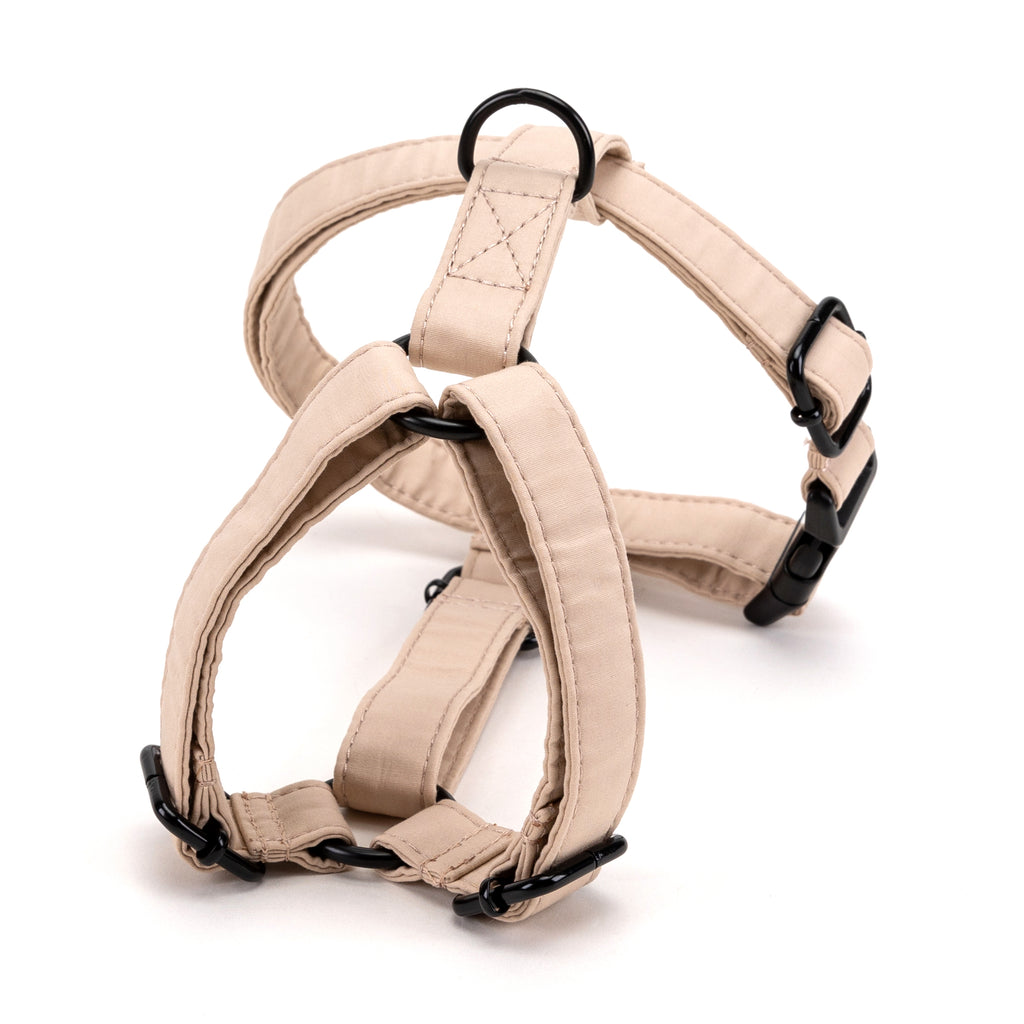 100% Cotton Adjustable No Pull Dog Harness Beige BACK