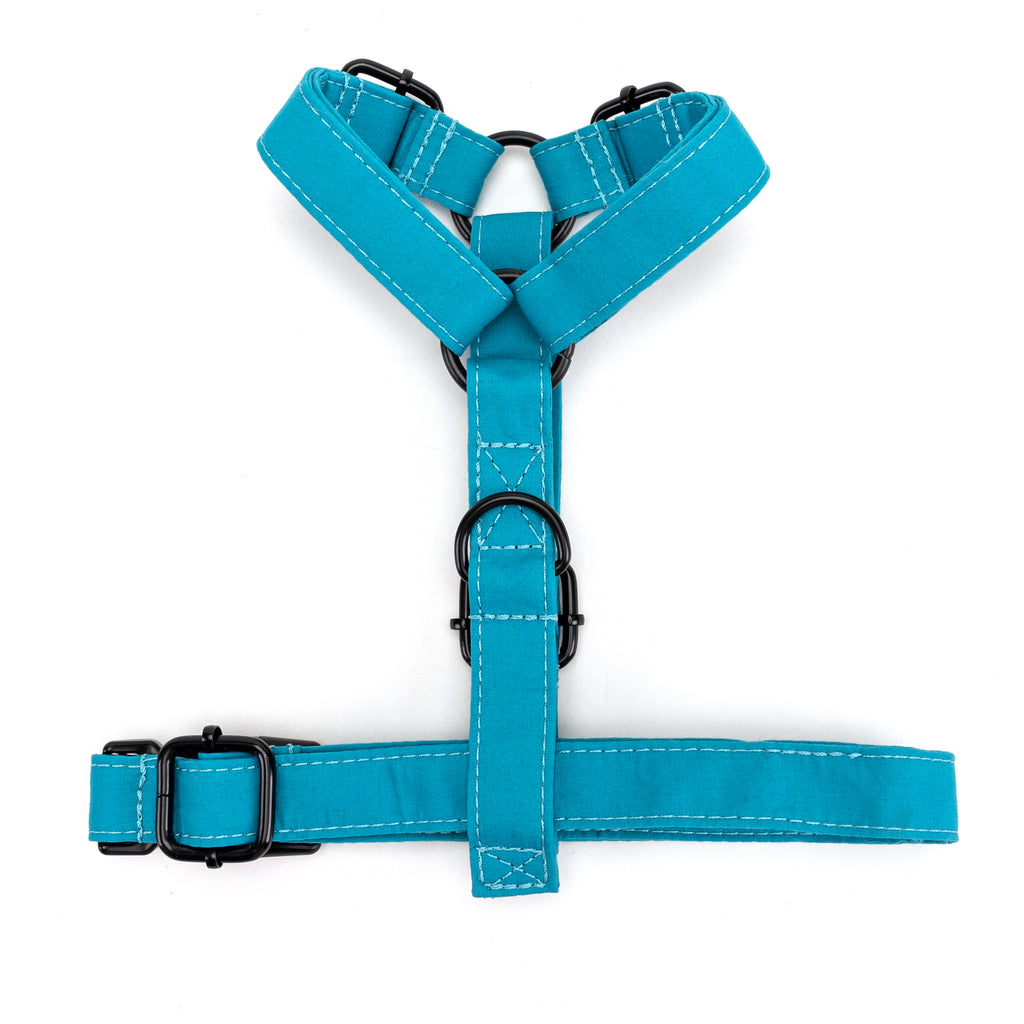100% Cotton Adjustable No Pull Dog Harness Peacock Blue BOTTOM
