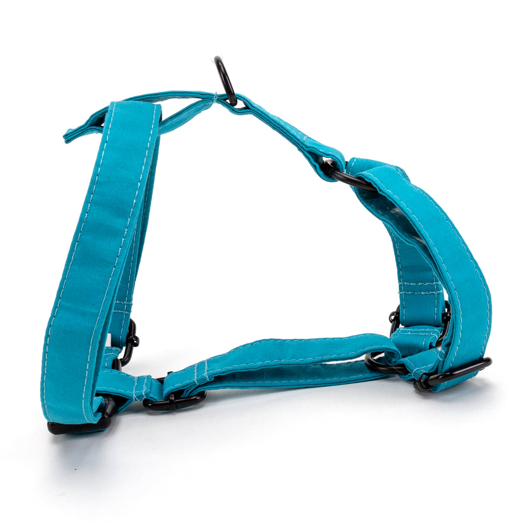 100% Cotton Adjustable No Pull Dog Harness Peacock Blue MAIN