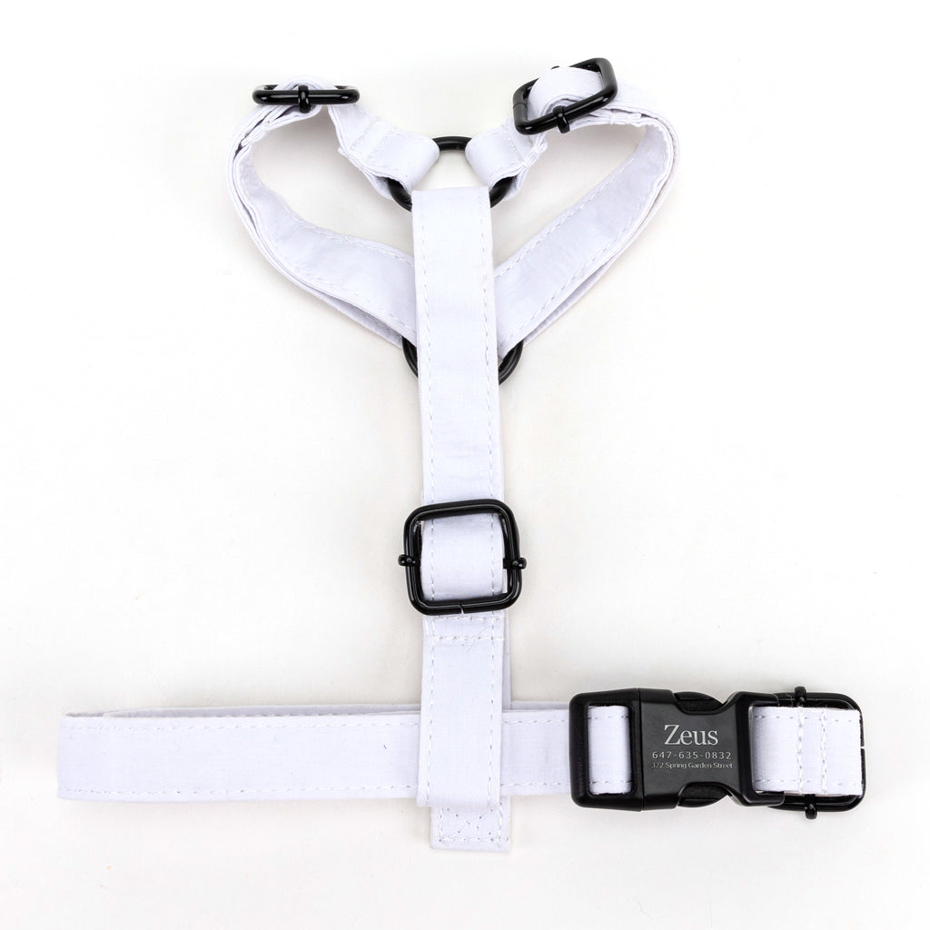 100% Cotton Adjustable No Pull Dog Harness White TOP
