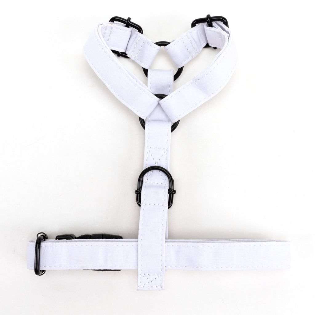 100% Cotton Adjustable No Pull Dog Harness White BOTTOM