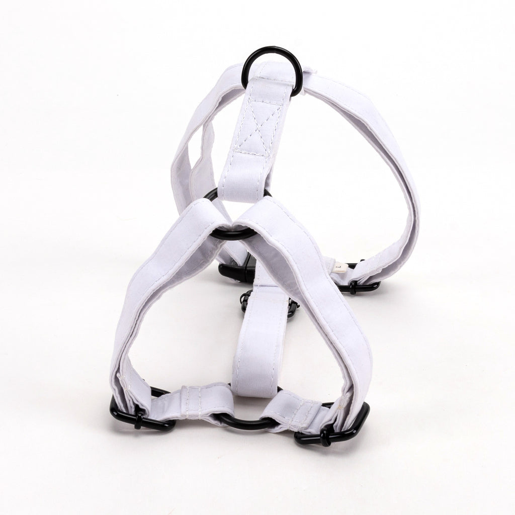100% Cotton Adjustable No Pull Dog Harness White BACK