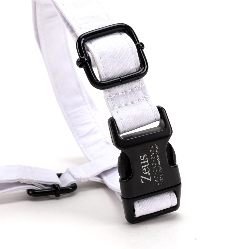 100% Cotton Adjustable No Pull Dog Harness White BUCKLE