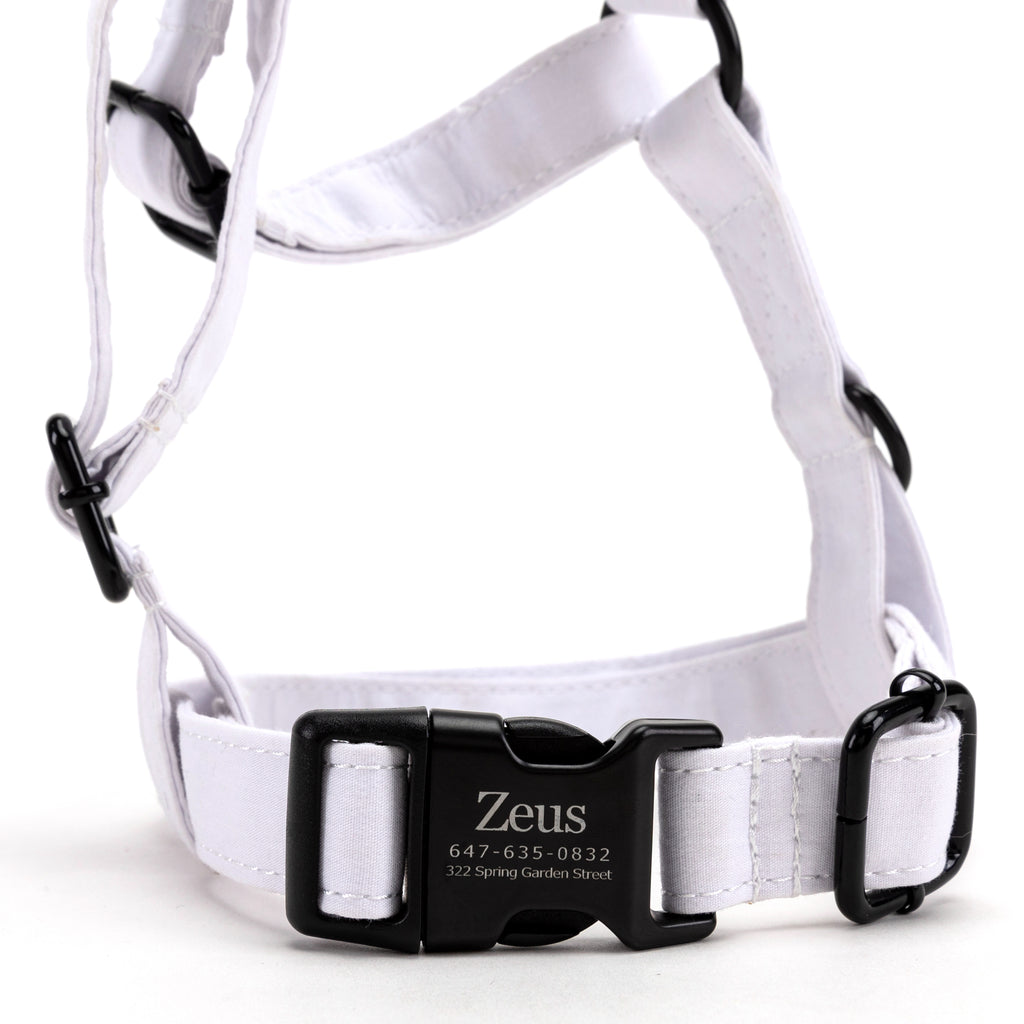 100% Cotton Adjustable No Pull Dog Harness White FRONT