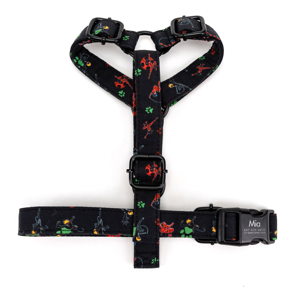 100% Cotton Adjustable No Pull Dog Harness Miraculous Ladybug and Cat Noir TOP
