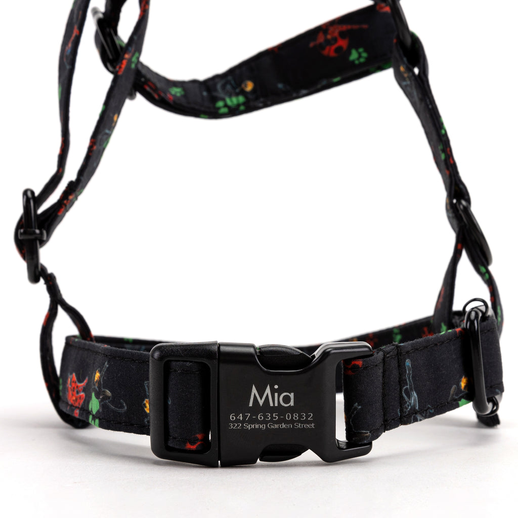 100% Cotton Adjustable No Pull Dog Harness Miraculous Ladybug and Cat Noir FRONT