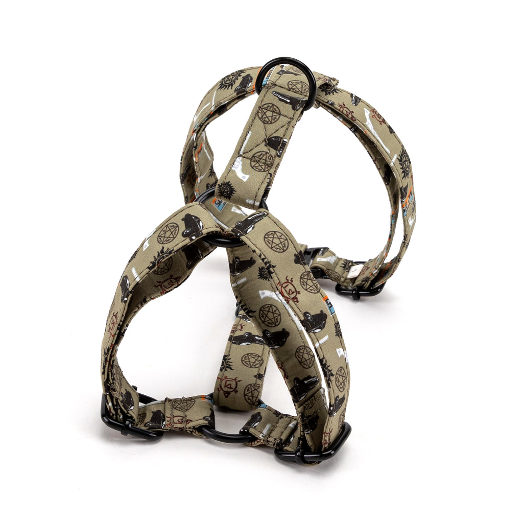 100% Cotton Adjustable No Pull Dog Harness Supernatural BACK