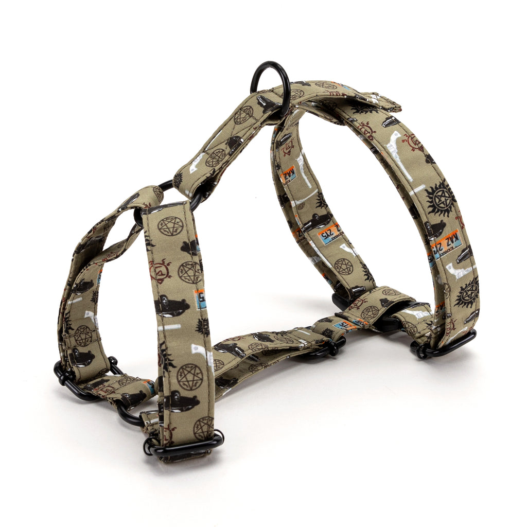 100% Cotton Adjustable No Pull Dog Harness Supernatural SIDE